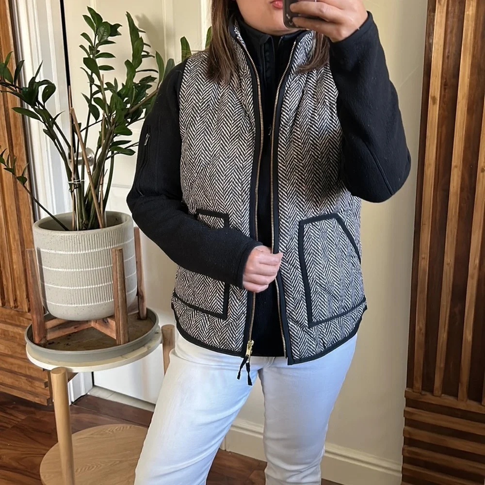 J crew Factory Zip Front Herringbone Vest Jacket. size S